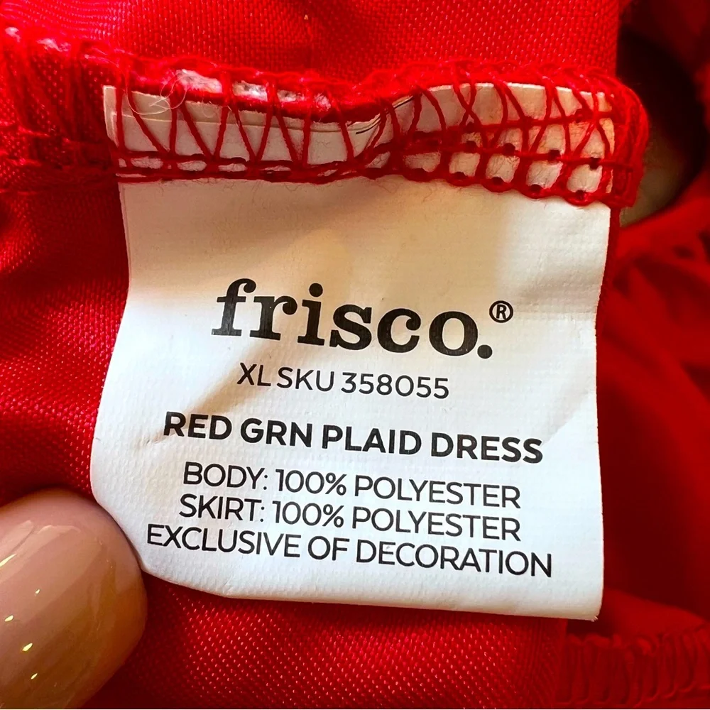 FRISCO Christmas Dog Dress XL Red Green Plaid Gold Bow Holiday NWT 25 - 45 lbs